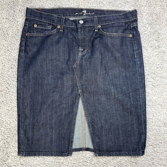 7 For All Mankind Skirt Womens 31 Roxanne Dark Wash Made in USA Classic Western - Picture 1 of 6